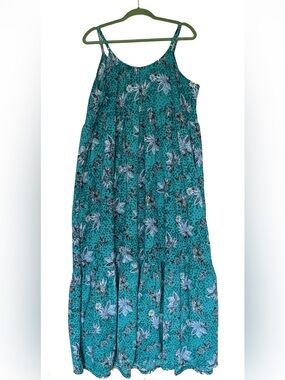 Lane Bryant Teal Floral Tiered Maxi Summer Dress - Size 18/20